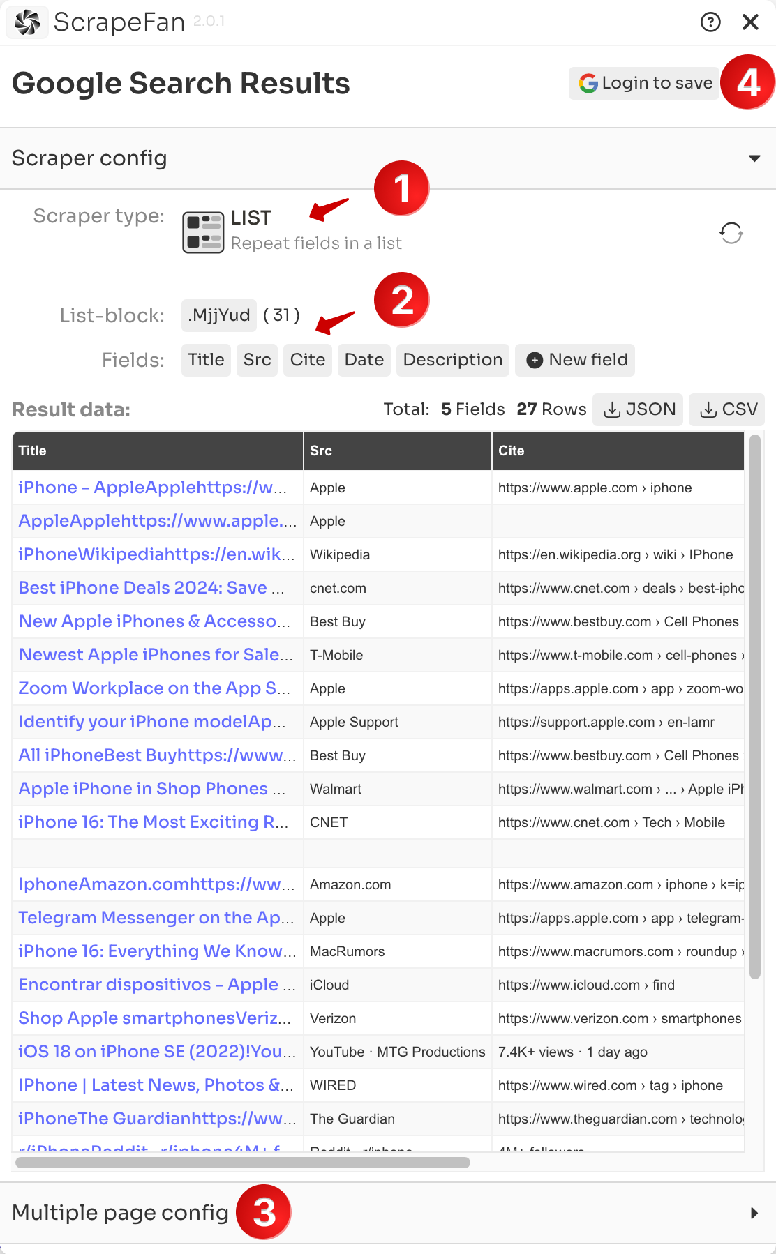 choose Scraper types: DETAIL / LIST